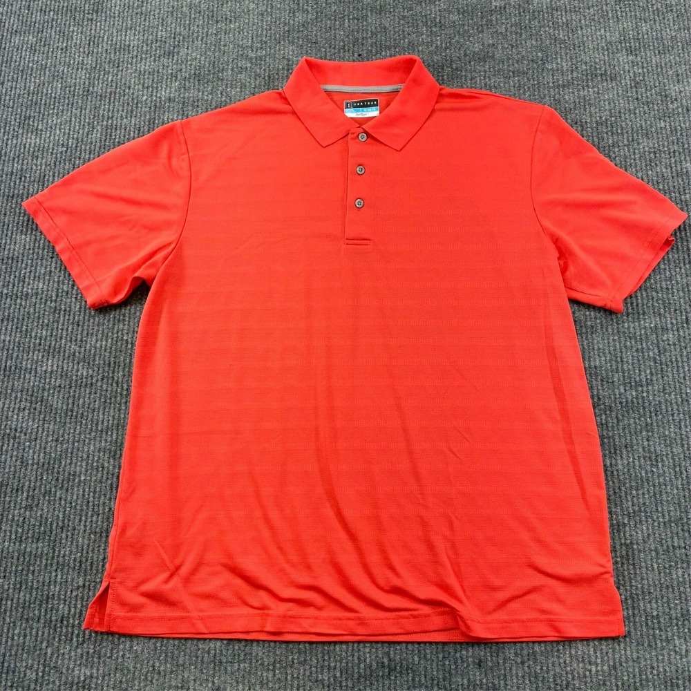 PGA Tour Airflux Mens Golf Polo Shirt Size XL Orange Pullover Short‎ Sleeve